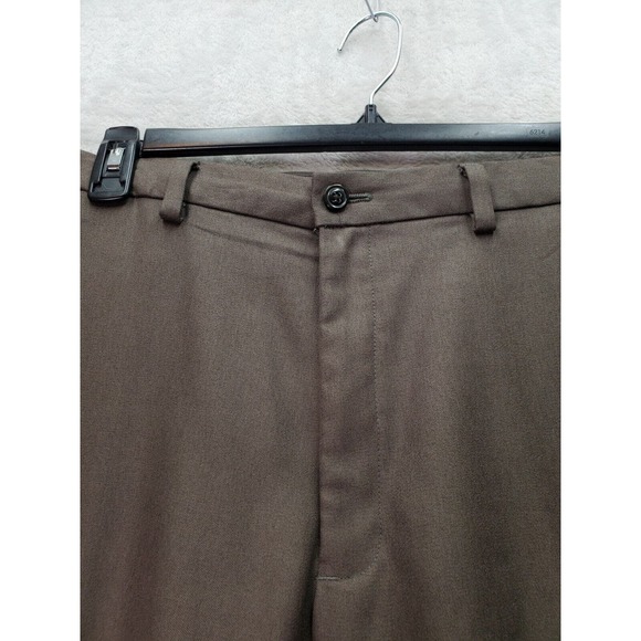 Haggar Dress Pants Men's Size 40 Brown Polyester Slash Pockets Expandable Waist - Picture 6 of 10